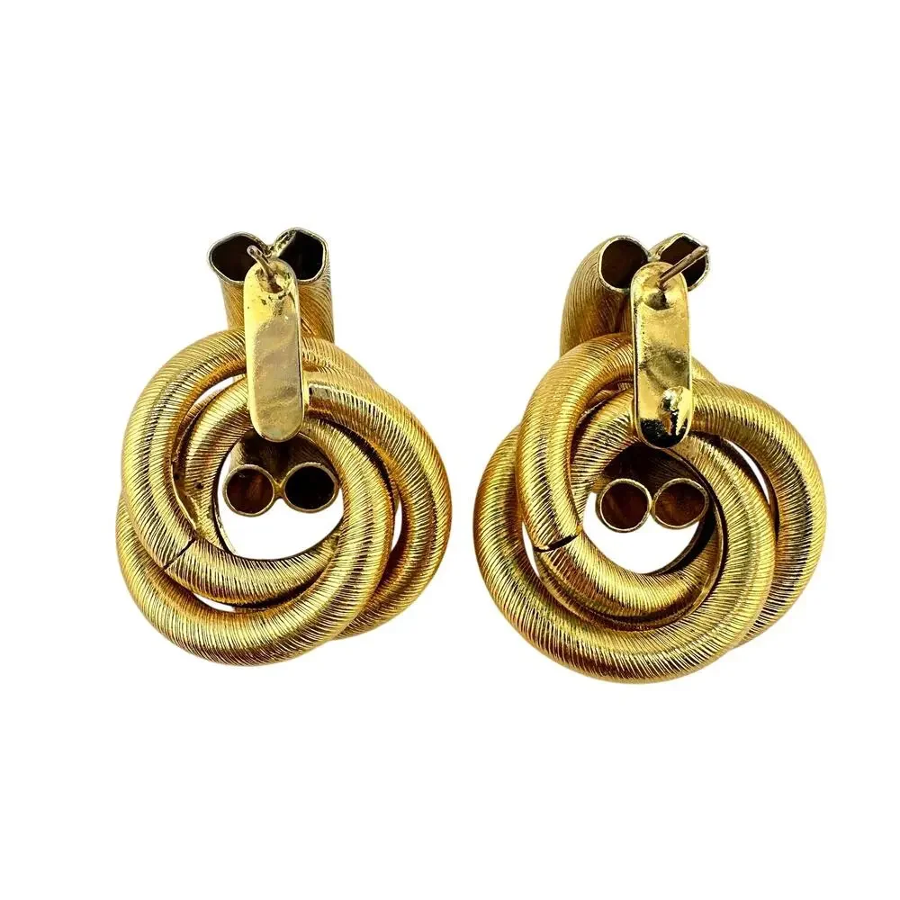 Vintage 1980s 1990s Chunky Textured Knot Rings Gold Tone 1.5